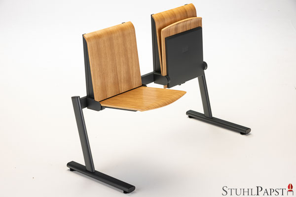 Klappbank Sitzgruppe klappbar Holz anthrazit Sitzfläche gepolstert Rückenfläche ungepolstert