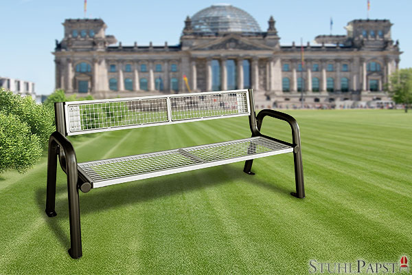 Berlin SPARTAN Grid metallbank, outdoorbank, sitzbank metall, gartenbank metall, parkbank metall, verzinkte bank, wetterfeste bank, robuste sitzbank, moderne metallbank,