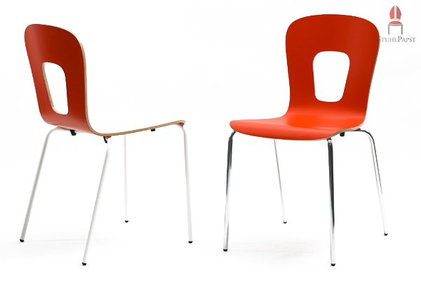 Durchgeformte Sitzschale aus Schichtholz in verschiedenen Ausführungen - Rot
