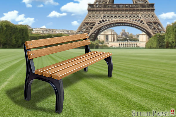 AURELIUS Paris premium aussenbank, sitzmoebel outdoor, robuste basis, massives metall, holzoptik outdoor, pflegeleichte bank, outdoor komfort, ergonomische bank,