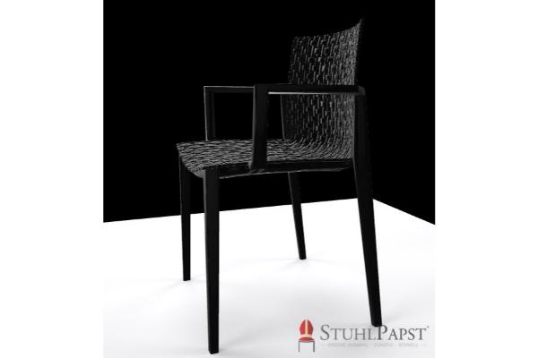 BRILLANT AL schwarz  seite _moebel objektbereich, b2b designstuhl, markante stuhlschale, struktur