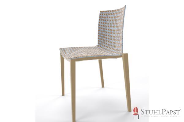 BRILLANT  Bicolor  Gestell Taupe  seite Hellblau Braun 98_53  zweifarbig twin colour stuhlschale strukturierte schale stapelstuhl indoor outdoor business stuhl