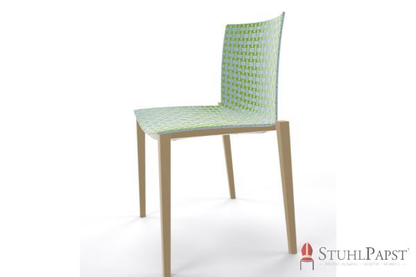 BRILLANT  Bicolor  Gestell Taupe  seite  Hellblau grün  98_ 42 zweifarbig twin colour stuhlschale strukturierte schale stapelstuhl indoor outdoor business stuhl