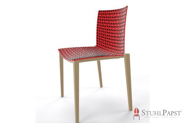 BRILLANT  Bicolor   Gestell Taupe seite  Rot Schwarz 06_10 zweifarbig twin colour stuhlschale strukturierte schale stapelstuhl indoor outdoor business stuhl
