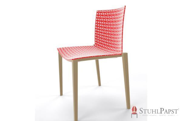BRILLANT  Bicolor   Gestell Taupe seite  Rot  Weiss 06_00 zweifarbig twin colour stuhlschale strukturierte schale stapelstuhl indoor outdoor business stuhl