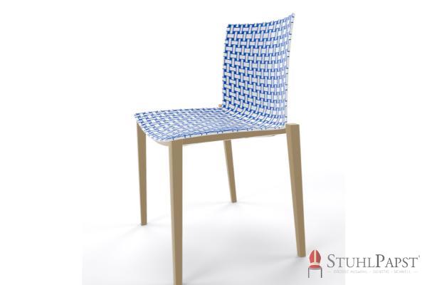 BRILLANT  Bicolor  Gestell Taupe  seite Weiss Blau 00_09 zweifarbig twin colour stuhlschale strukturierte schale stapelstuhl indoor outdoor business stuhl