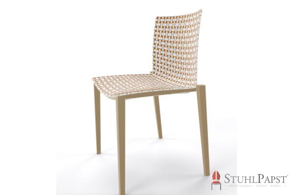 BRILLANT  Bicolor  Gestell Taupe  seite Weiss Braun  00_53 zweifarbig twin colour stuhlschale strukturierte schale stapelstuhl indoor outdoor business stuhl