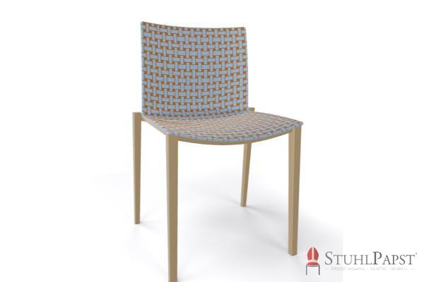 BRILLANT  Bicolor   Gestell Taupe vorne Hellblau Braun 98_53 zweifarbig twin colour stuhlschale strukturierte schale stapelstuhl indoor outdoor business stuhl