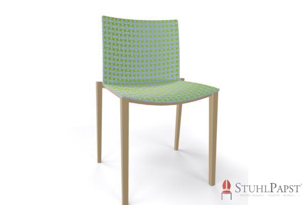 BRILLANT  Bicolor   Gestell Taupe  vorne Hellblau Grün  98_42 zweifarbig twin colour stuhlschale strukturierte schale stapelstuhl indoor outdoor business stuhl