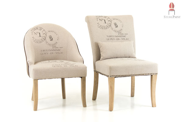 Stuhl mit Kissen, kombiniert mit dem dazu passenden Sessel aus unserer Serie Cafèhaus