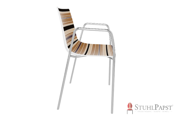 color5 al armlehnstuhl designerstuhl kunststoffstuhl stoffstuhl indoor outdoor designstuhl Gestell Chrom seite Blau_1 Braun _4