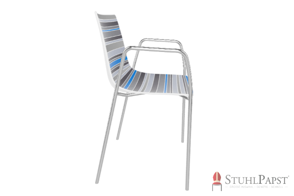 color5 al armlehnstuhl designerstuhl kunststoffstuhl stoffstuhl indoor outdoor designstuhl Gestell Chrom seite Blau_1