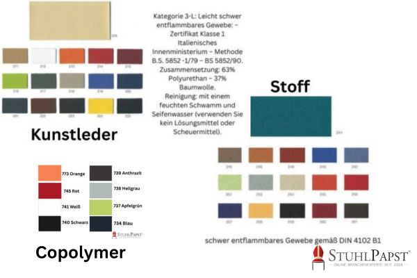 Farbkarte Coloymer Stoff Kunstleder