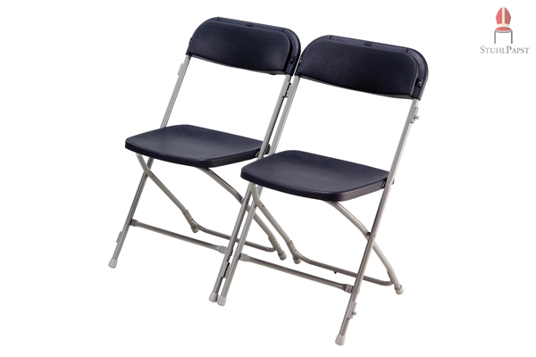 Der Eur.opa Stuhl lässt sich einfach zusammenklappen Eur.opa Klapp Stuhl Metall stapelbar Stühle Stapelstuhl Stapelstühle Klappstuhl Klappstühle schwarz gepolstert mit Polster