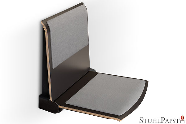 FLEXI_DeLux_graphit_anthrazit wandsitz metall wandklappsitz gepolstert wandsitz mit polster wandsitz bequem komfortabler wandsitz stabiler
