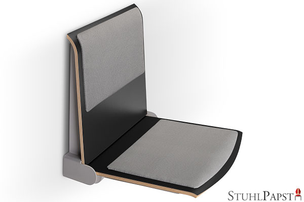 FLEXI_DeLux_grau_schwarz wandklappsitz fuer kleine raeume wandsitz klappbar fuer balkon klappbarer