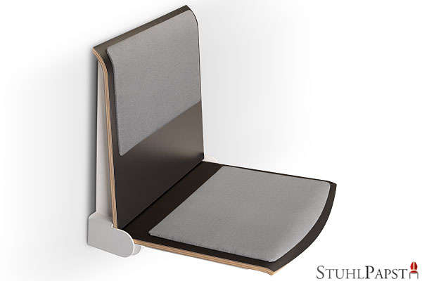 FLEXI_DeLux_weiß_anthrazit wandsitz klappbar fuer hotel klappbarer wandsitz fuer oeffentliche raeume