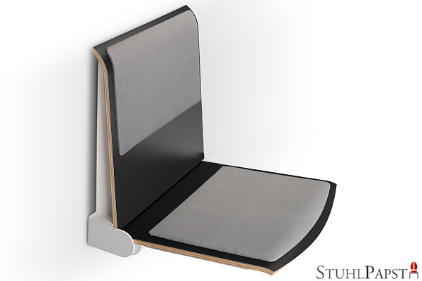 FLEXI_DeLux_weiß_schwarz klappbarer wandsitz wohnen klappbarer wandsitz fuer interieur design wandsitz klappbar fuer wohnkonzepte