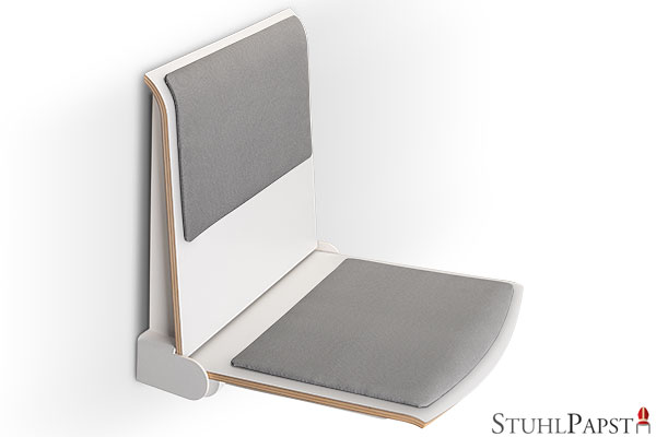 FLEXI_DeLux_weiß_weiß wandsitz klappbar schnell einsatzbereit klappbarer wandsitz leicht einklappbar wandsitz klappbar mit