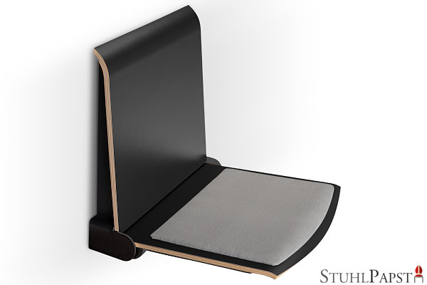 FLEXI_SI_graphit_schwarz lappbarer wandsitz fuer multifunktionale raeume wandsitz klappbar als zusatzsitz klappbarer wandsitz