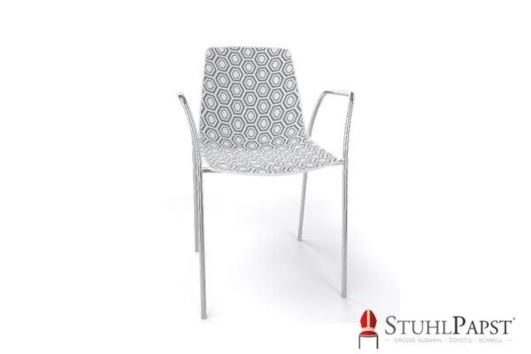 HEXAGON AL grau vorne chrome hexagon stuhl, moderner stuhl, design stuhl, stuhl mit armlehnen,