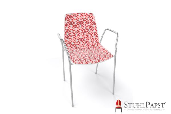 HEXAGON AL rot vorne chrome konferenzmoebel, bueromoebel design, wohnmoebel modern, armstuhl