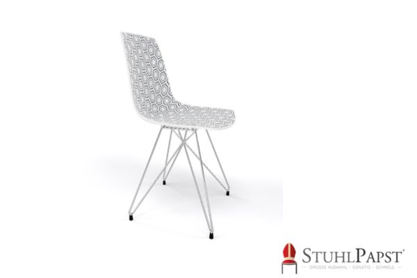HEXAGAN X chrome grau seitlich moderner stuhl, esszimmerstuhl, burostuhl
