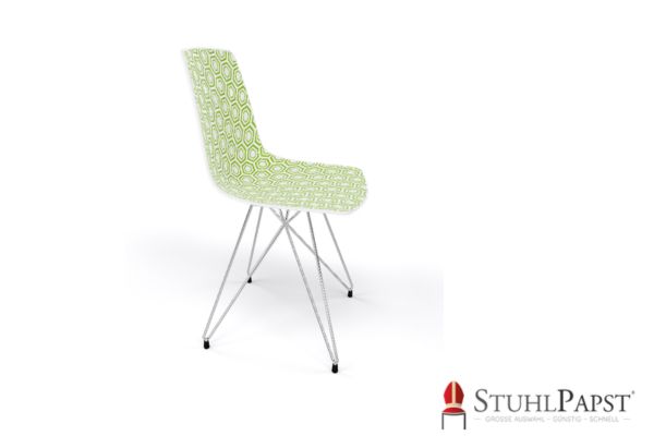 HEXAGAN X chrome gruen seitlich stuhl mit muster, multicolor schale, metallgestell stuhl