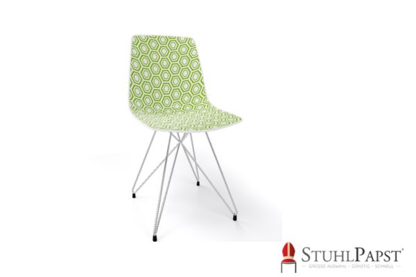 HEXAGAN X chrome gruen vorne stuhl mit muster, multicolor schale, metallgestell stuhl