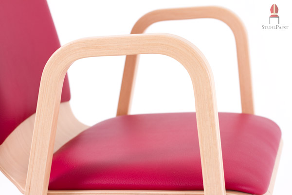 Hor.izont DeLux AL Polster Holzstühle gepolstert  hoch stapelbar mit Armlehnen günstig stabil robust preiswert modern mit Griffloch