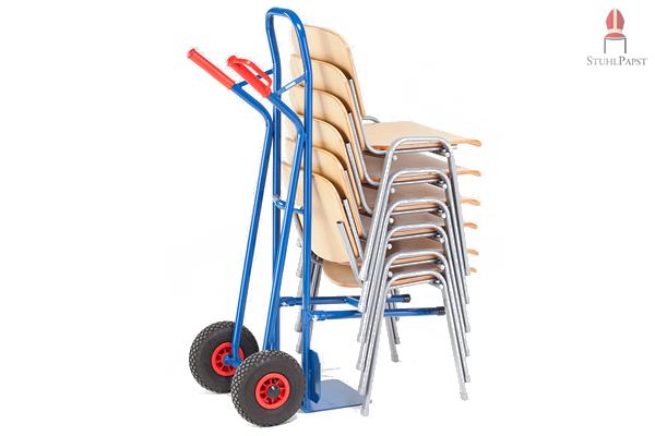 Noch einfacher transportieren Sie ihre Stühle mit unserer praktischen Stuhltransportkarre
