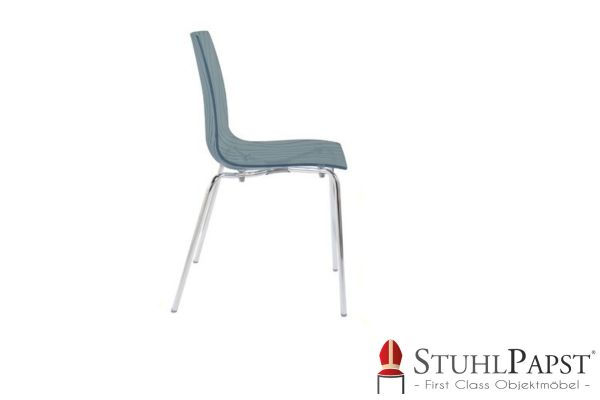 MALICA Stapelbarer Stuhl fuer Gewerbekunden, modernes Design mit stabiler Stahlkonstruktion und pflegeleichter Oberflaeche Rauchgrau