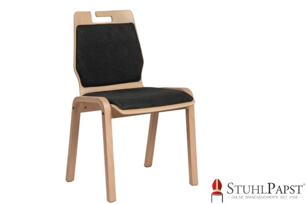 MARS Sonderform Ergonomischer Stuhl mit Polster Sitzpolster mit Holzschale Schalenstuhl modern Stuhl aus Holz mit Polster Polsterstuhl aus Holz