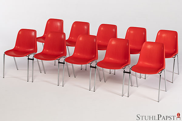 hoch stapelbare rote Plastik Kunststoff Stühle Seminarstühle Konferenzstühle Stapelstühle aus Kunststoff Plastik Plaste