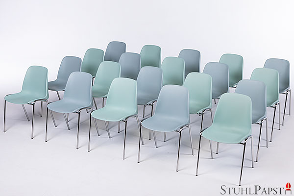 Stapelbare Bunte Pastellfarben Aulastühle Stühle  Stapelstühle aus Kunststoff mit Reihenverbindern Kunststoffstühle günstig