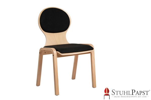PLUTO Designer Holzschale Stuhl aus Holz individuell Polsterstuhl mit Holzschale Formschöner Holzstuhl Schalenstuhl mit Ausfraesung Holzstuhl Sitzpolster xxl Lutz