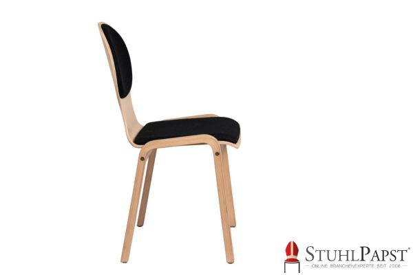 PLUTO Designer Holzschale Stuhl aus Holz individuell Polsterstuhl mit Holzschale Formschöner Holzstuhl Schalenstuhl mit Ausfraesung Holzstuhl Sitzpolster