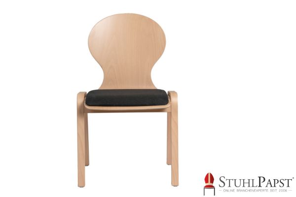 PLUTO Designer Holzschale Stuhl aus Holz individuell Polsterstuhl mit Holzschale Formschöner Holzstuhl Schalenstuhl mit Ausfraesung Holzstuhl Sitzpolster Jysk