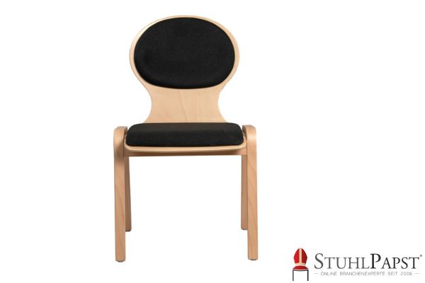 PLUTO Designer Holzschale Stuhl aus Holz individuell Polsterstuhl mit Holzschale Formschöner Holzstuhl Schalenstuhl mit Ausfraesung Holzstuhl Sitzpolster Ikea
