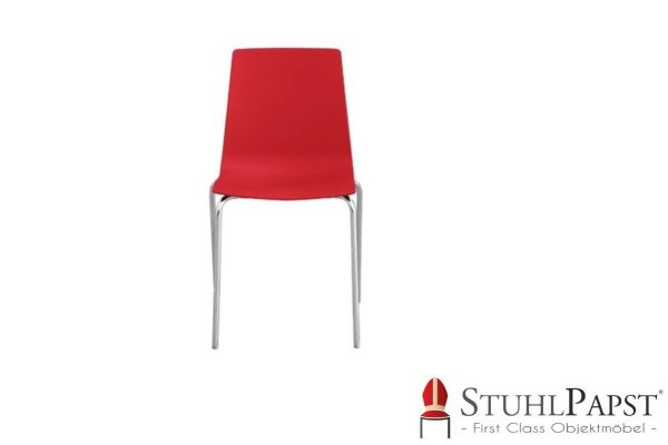 Der Stuhl TAMDY vereint modernes Design, Komfort und Widerstandsfaehigkeit, perfekt fuer Bueroeinrichtungen, Lounges und kreative Arbeitswelten Rot