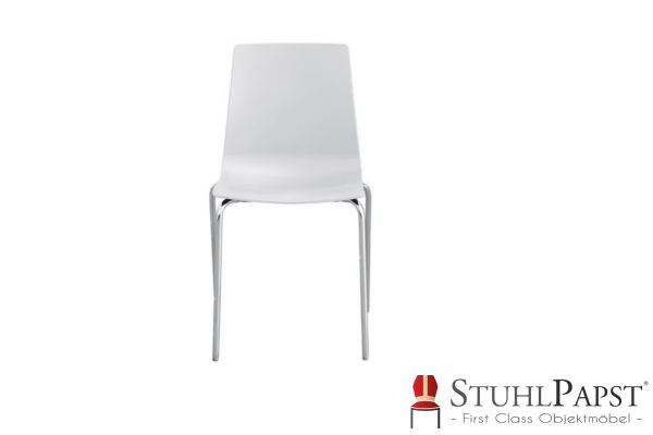 TAMDY Designstuhl aus Polypropylen mit Stahlgestell, in vielen Farben erhaeltlich, robust, pflegeleicht, ideal fuer den taeglichen Einsatz WEiß
