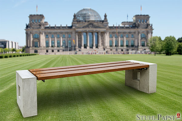 VALERIUS Berlin ergonomische parkbank, stabile parkbank, bank mit beton, bank mit holz, bank fuer stadtgestaltung,