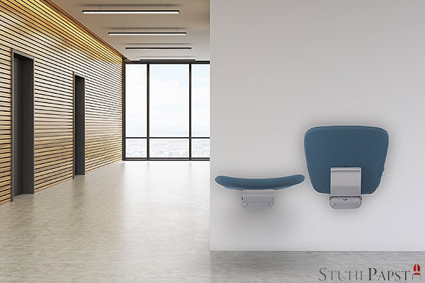 robuste klappbare Wandsitze stabil VICTOR XXL Lutz Wandklappsitz für Eingangsbereiche platzsparender Klappsitz an der Wand designer Klappstuhl Kunststoff preiswert online Wand Sitz schmale Flure M03_008