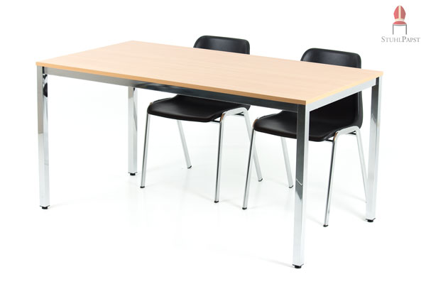 Das elegante Tischgestell besticht durch die Kombination aus Metall und Holz