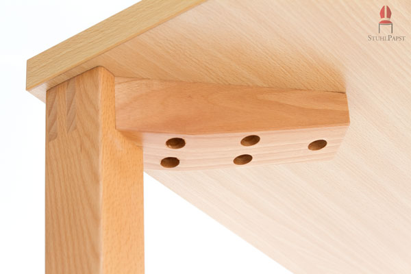 Die Verschraubung unter der Tischplatte maximiert die Stabilität