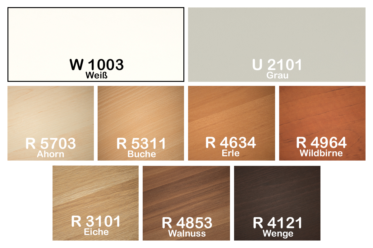 Verschiedene Farben sind bei unserem stabilen Holztisch Ote.llo möglich