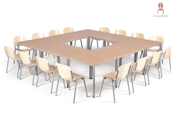 Der rechteckige Stapeltisch eignet sich ideal für die Tischordnung bei Konferenzen