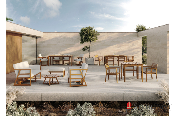 Wiesbaden modern holz tisch fuer garten terrasse rund holztisch outdoor stabiler gartentisch holz design lounge tisch