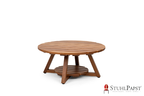 Wiesbaden lounger tisch stauraum outdoor tisch mit ablage holz garten beistelltisch robust couchtisch fuer terrasse holz tisch rund